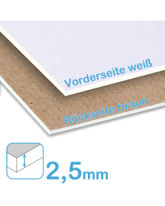 Holzschliffkarton - weiß/braun 2,50mm stark, alle Standardgrößen