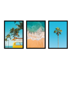 Fine Art Wandbilder Set 003 Vintage Beach - 40x60cm inklusive Bilderrahmen 