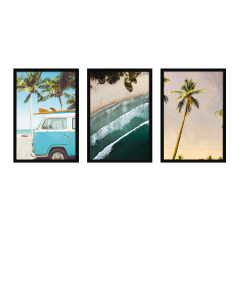 Fine Art Wandbilder Set 004 Vintage Beach - 40x60cm inklusive Bilderrahmen 