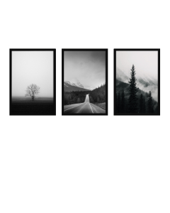 Fine Art Wandbilder Set 015 schwarz-weiß - 40x60cm inklusive Bilderrahmen 