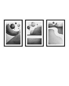 FineArt Wandbilder Set 030 Aquarell schwarz weiss - 40x60cm mit Bilderrahmen Auswahl
