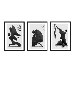 FineArt Wandbilder Set 037 Aquarell schwarz weiss - 40x60cm mit Bilderrahmen Auswahl