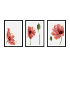 FineArt Wandbilder Set 042 Floral Abstrakt - 40x60cm mit Bilderrahmen Auswahl