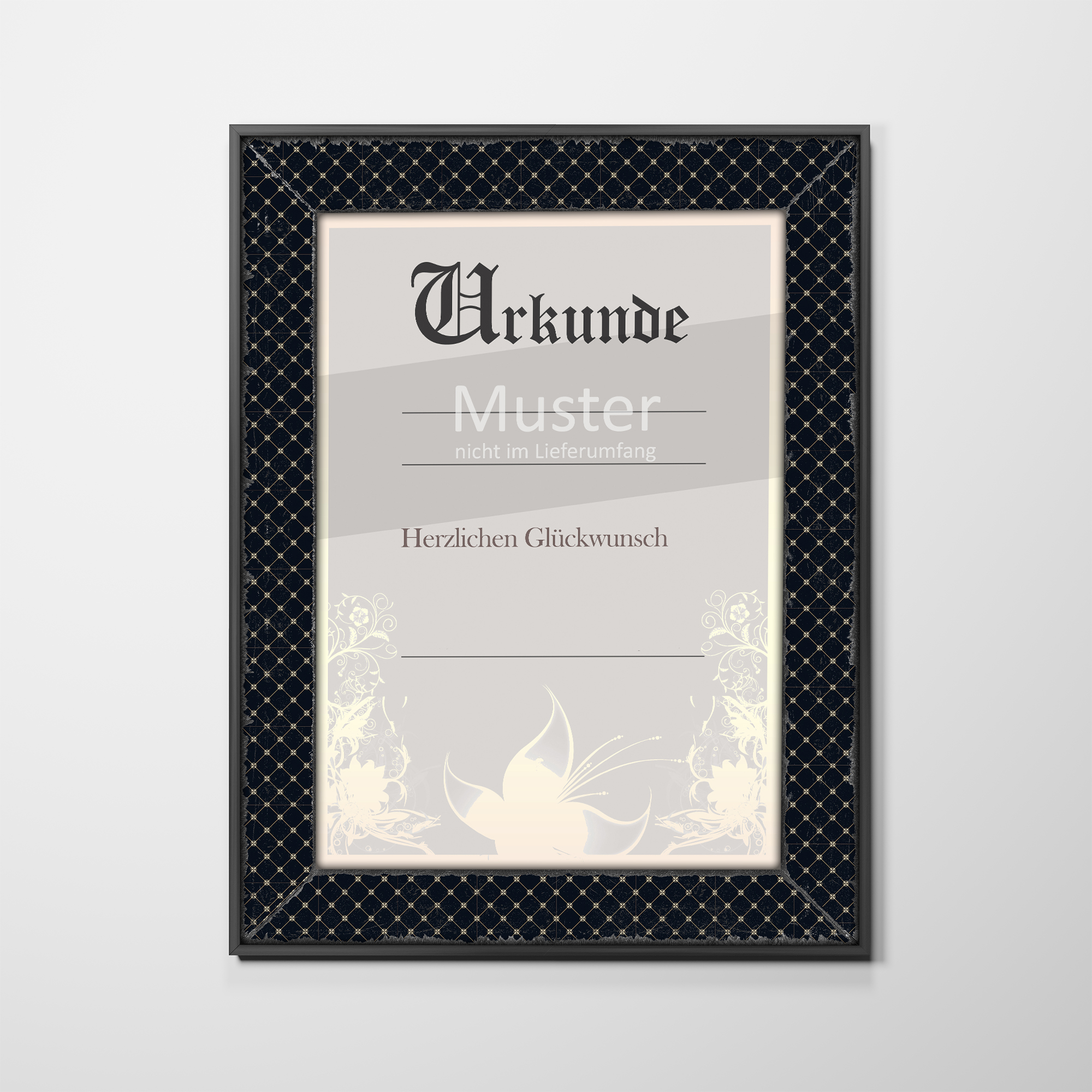 GraduatePro A4 Bilderrahmen Urkunde - Goldperlen Vintage Rahmen Schwarz