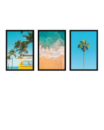 Fine Art Wandbilder Set 003 Vintage Beach - 40x60cm inklusive Bilderrahmen 