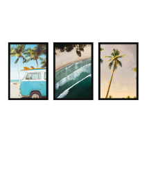 Fine Art Wandbilder Set 004 Vintage Beach - 40x60cm inklusive Bilderrahmen 