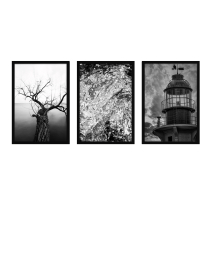 Fine Art Wandbilder Set 013 schwarz-weiß - 40x60cm inklusive Bilderrahmen 