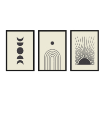 FineArt Wandbilder Set 020 Mond und Sonne abstrakt - 40x60cm mit Bilderrahmen Auswahl