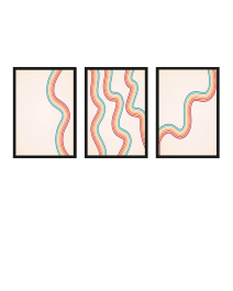 FineArt Wandbilder Set 021 Minimal Retro Regenbogen - 40x60cm mit Bilderrahmen Auswahl